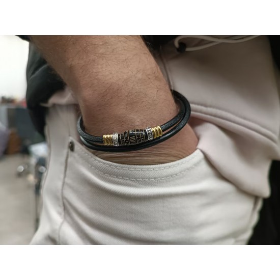 Ανδρικό δερμάτινο βραχιόλι boho