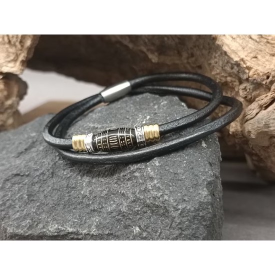 Ανδρικό δερμάτινο βραχιόλι boho