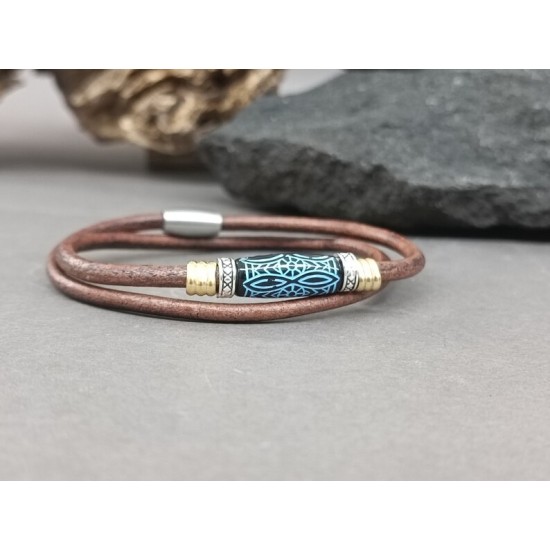 Ανδρικό δερμάτινο βραχιόλι boho