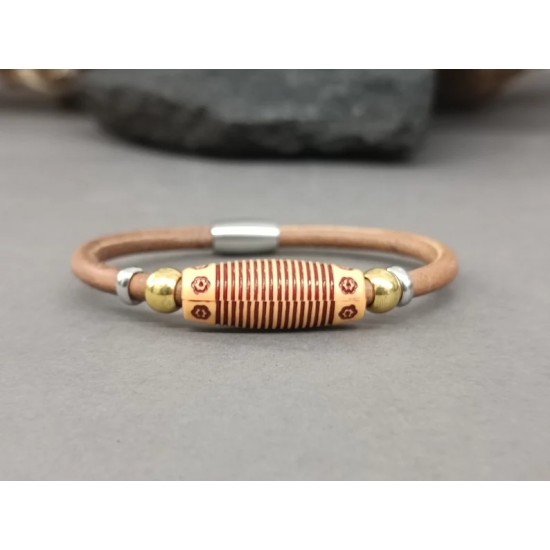 Ανδρικό δερμάτινο βραχιόλι boho