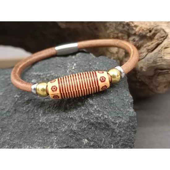 Ανδρικό δερμάτινο βραχιόλι boho