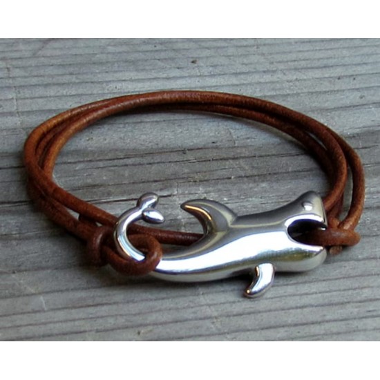 Δερμάτινο βραχιόλι καρχαρία, ανδρικό βραχιόλι Boho