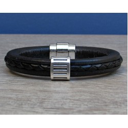 Ανδρικό δερμάτινο βραχιόλι με μοτίφ από zinc-alloy