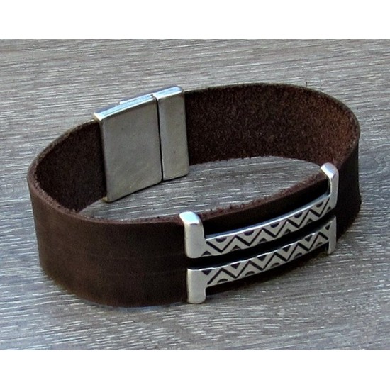 Αντρικό δερμάτινο βραχιόλι με μαγνητικό κούμπωμα