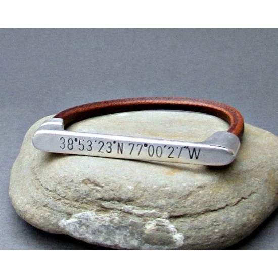 Δερμάτινο βραχιόλι με συντεταγμένες