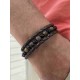 Ανδρικό βραχιόλι multistrand καφέ δέρμα με beads όνυχα