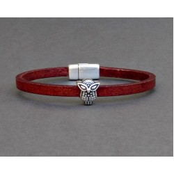 Αντρικό δερμάτινο βραχιόλι με μικρό μοτίφ κουκουβάγια