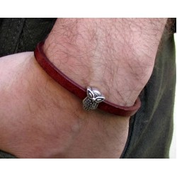 Αντρικό δερμάτινο βραχιόλι με μικρό μοτίφ κουκουβάγια