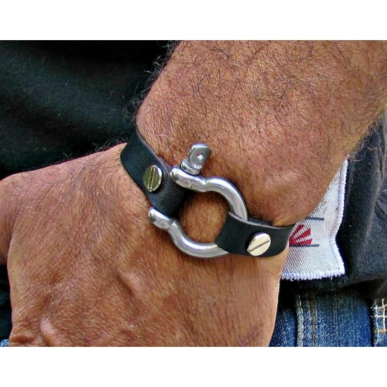 Ανδρικό δερμάτινο βραχιόλι με ναυτικό κλειδί