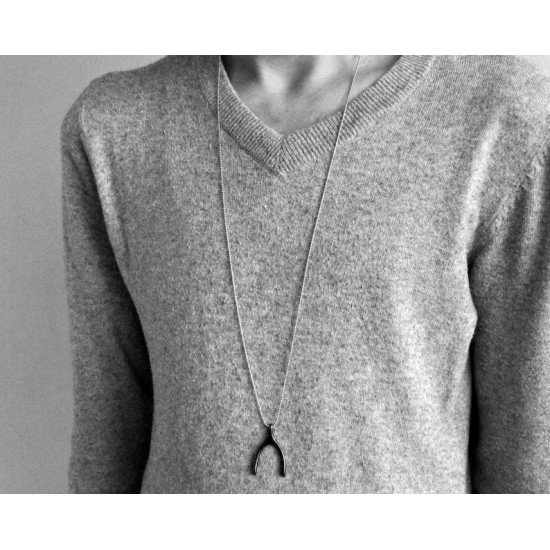 Ανδρικό μενταγιόν wishbone - Μαύρο φινίρισμα