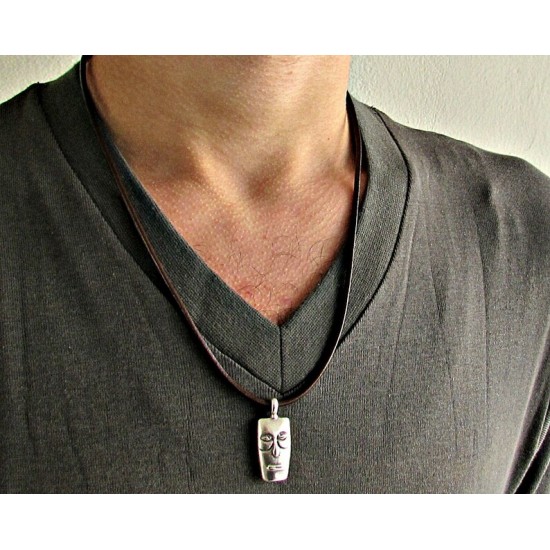 Ανδρικό  μενταγιόν Rectangle Face