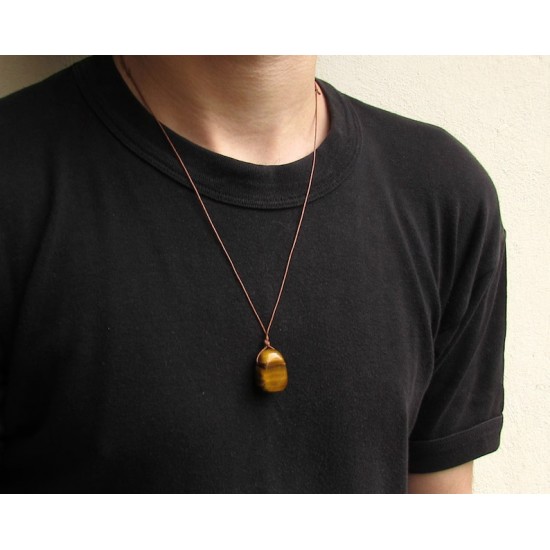 Unisex μενταγιόν με πέτρα μάτι της τίγρης