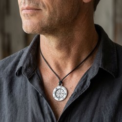  Men Compass Silver Charm