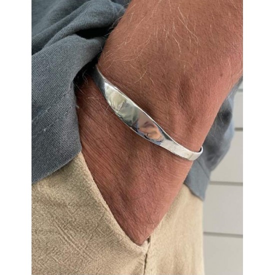 Βραχιόλι χειροπέδα ανοιχτή από μασίφ ασήμι 925