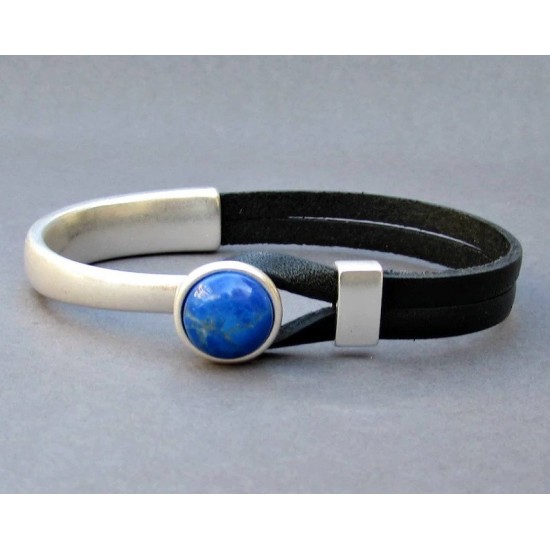 Δερμάτινο βραχιόλι με ημιπολύτιμο λίθο