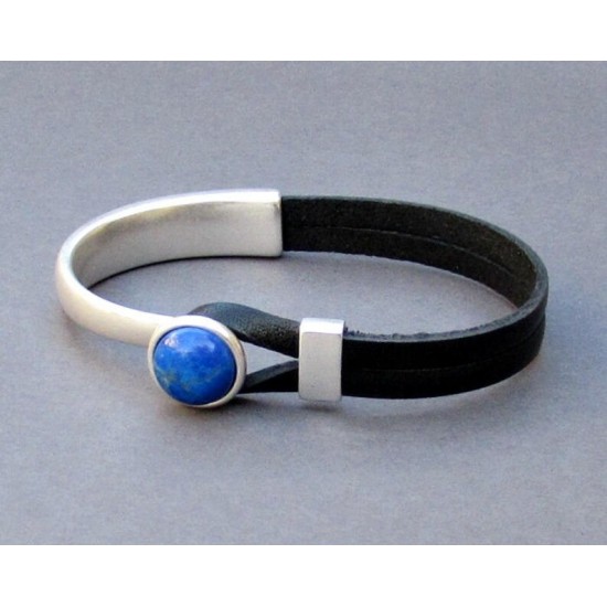 Δερμάτινο βραχιόλι με ημιπολύτιμο λίθο