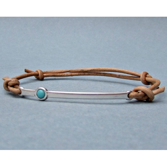 Unisex δερμάτινο βραχιόλι με ημιπολύτιμο λίθο