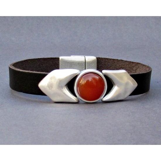 Αντρικό δερμάτινο βραχιόλι βέλος με ημιπολύτιμο λίθο