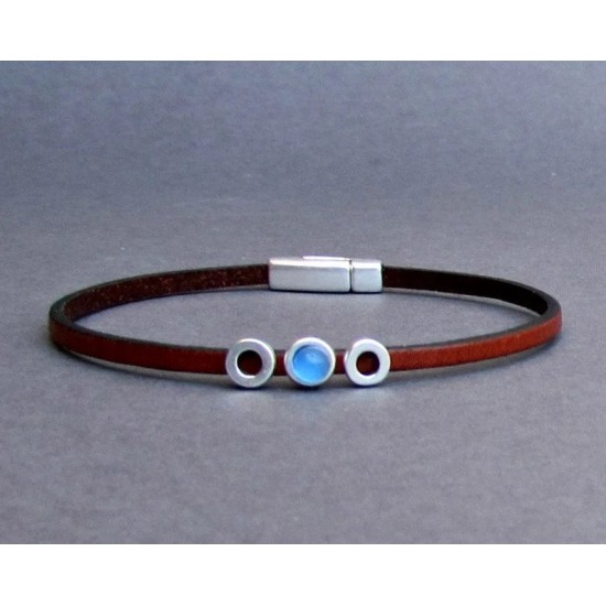 Ανδρικό δερμάτινο βραχιόλι με μαγνήτη και επιλογή ημιπολύτιμου λίθου