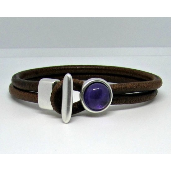 Δερμάτινο βραχιόλι με αμέθυστο