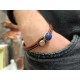 Lapis Lazuli, Gemstone Men's Leather Bracelet Lapis Lazuli, Gemstone Men's Leather Bracelet