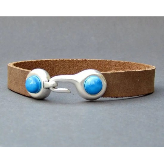 Δερμάτινο Unisex Βραχιόλι Γάντζος με επιλογή Ημιπολύτιμου Λίθου