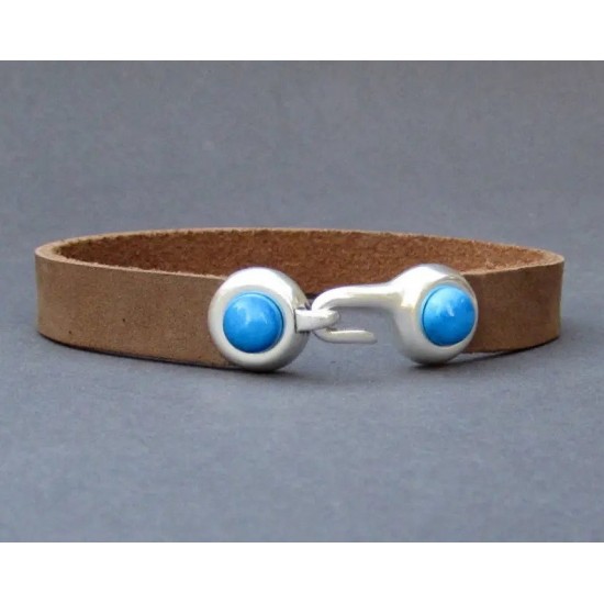 Δερμάτινο Unisex Βραχιόλι Γάντζος με επιλογή Ημιπολύτιμου Λίθου