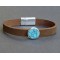 Ανδρικό βραχιόλι με δέρμα στο χρώμα της άμμου και πέτρα τυρκουάζ