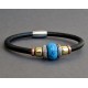 Τυρκουάζ πέτρα-Δερμάτινο Unisex Βραχιόλι