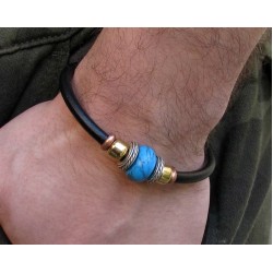 Τυρκουάζ πέτρα-Δερμάτινο Unisex Βραχιόλι