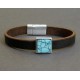 Ανδρικό βραχιόλι με καφέ δέρμα και πέτρα τυρκουάζ