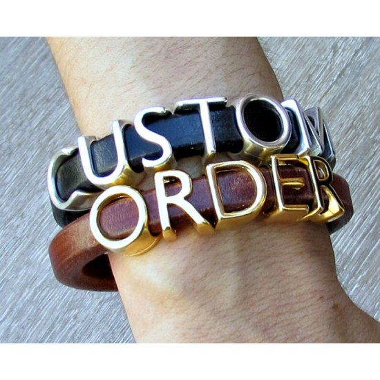 Unisex βραχιόλι με δέρμα regaliz και μέχρι έξι γράμματα