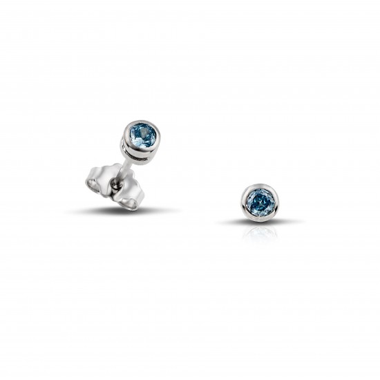 Ανδρικό σκουλαρίκι από λευκό χρυσό 18 καρατίων με πέτρα Blue Lab Grown Diamond 