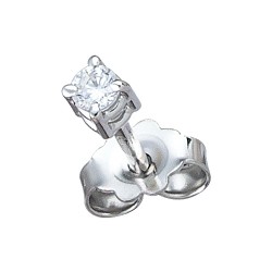 Σκουλαρίκι λευκόχρυσο 18 καρατίων μονόπετρο λεπτό δόντι με πέτρα ζιργκόν διαμέτρου 2.40mm