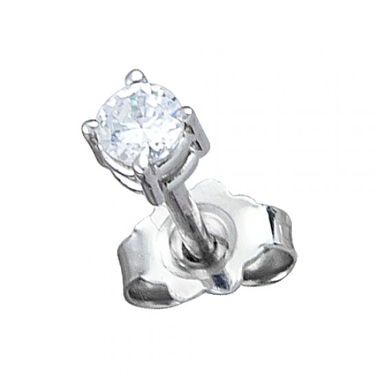 Ανδρικό σκουλαρίκι λευκόχρυσο 18 καρατίων με πέτρα ζιργκόν 3mm - λεπτό δόντι