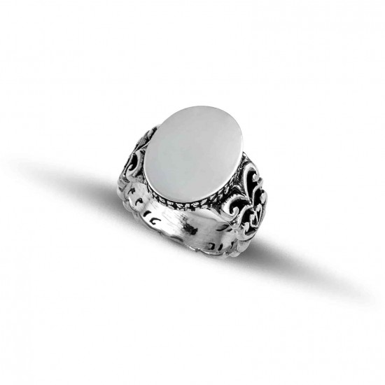 Δαχτυλίδι από ασήμι 925 με οβάλ σχέδιο και περίτεχνη γάμπα