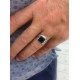 Ανδρικό δαχτυλίδι κατασκευασμένο από ασήμι 925 - Πέτρα όνυχας - Χρώμα πέτρας μαύρο