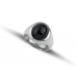Men sterling silver 925 ring classic design with a capucon onyx stone