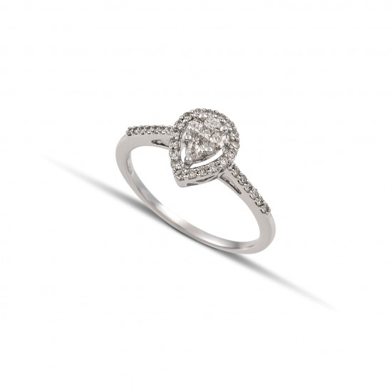 Λευκόχρυσο δαχτυλίδι με μπριγιάν κέντρο σχήμα μαρκίζα