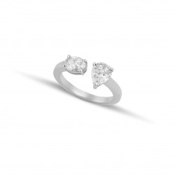 Λευκόχρυσο γυναικείο  δαχτυλίδι 9 καρατίων-με πέτρες ζιργκόν