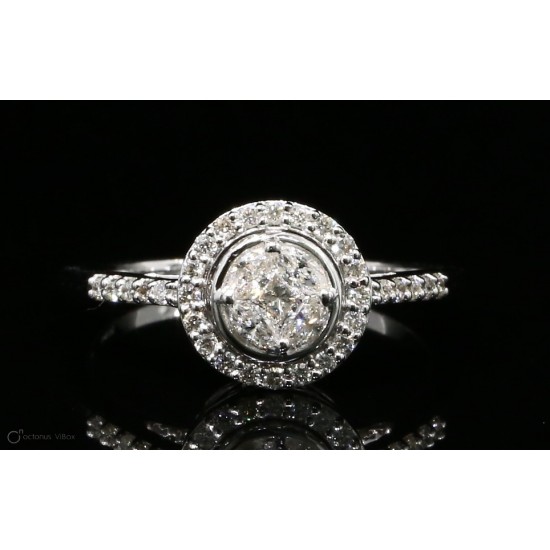 Λευκόχρυσο δαχτυλίδι με μπριγιάν στρογγυλό κέντρο