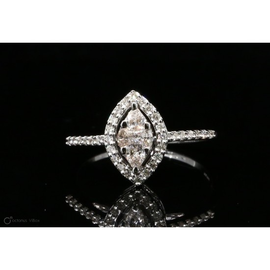 Λευκόχρυσο δαχτυλίδι με μπριγιάν κέντρο σχήμα δάκρυ