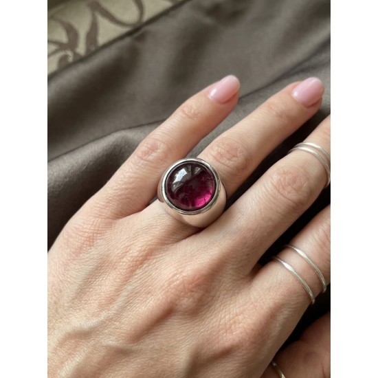 Δαχτυλίδι από ασήμι 925 με πέτρα γρανάδα