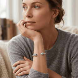 Γυναικείο βραχιόλι από ασήμι 925 με aqua-marine και ζιργκόν