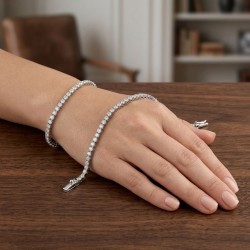 Ασημένιο βραχιόλι ριβιέρα με ζιργκόν