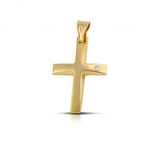 Σταυρός βάπτισης από χρυσό 14 καρατίων με μπριγιάν