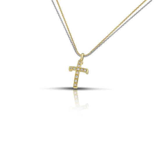 Γυναικείος χρυσός δίχρωμος σταυρός 14 ct