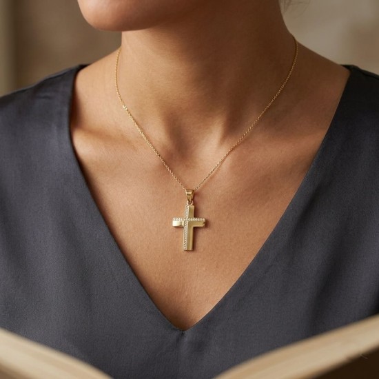 Σταυρός βάπτισης από χρυσό 14 καρατίων κωδικός sr455