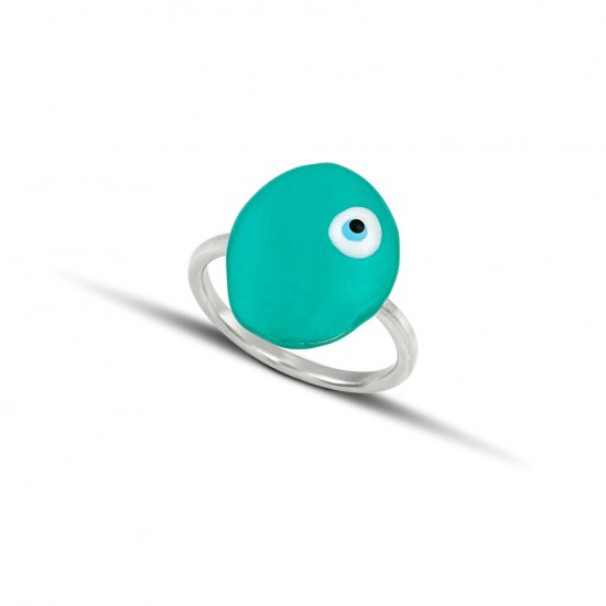 Δαχτυλίδι από ασήμι 925 με πράσινο σμάλτο - κωδικός wgr12