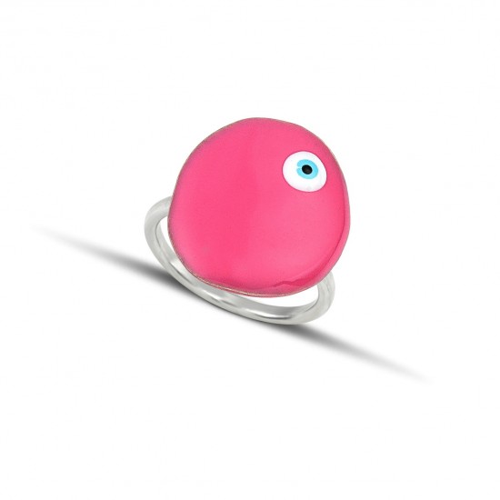 Δαχτυλίδι από ασήμι 925 με ροζ σμάλτο - κωδικός wgr14
